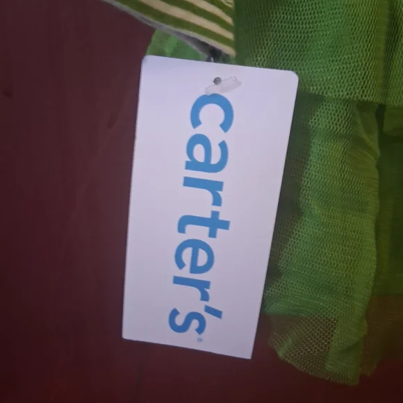 Carter's Green Striped Baby Dress - Picture 4 of 4